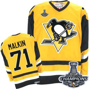NHL Pittsburgh Penguins Trikot #71 Evgeni Malkin Authentic Throwback Gold CCM Stanley Cup Champions